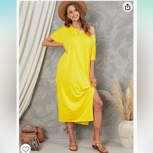 NWT XS  summer Maxi Dress Off Shoulder Long Beach Cover Up Kaftan Dress w/Slit